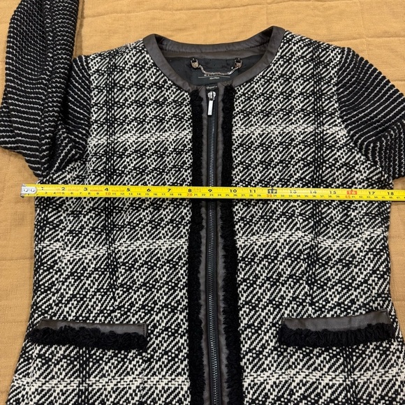 Max Mara Weekend Tweed Virgin Wool Jacket Black & White Size US 10 - Picture 6 of 11